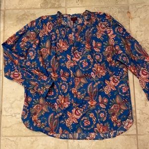 J. Crew Liberty fabric blue/pink floral tunic
